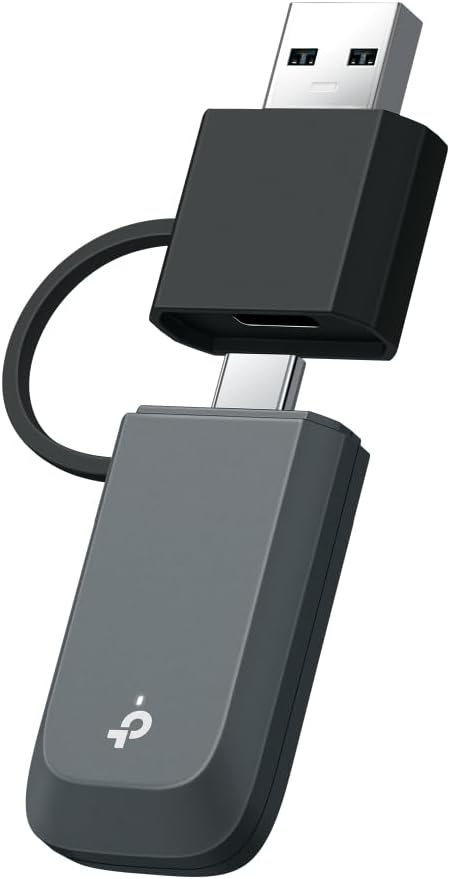 TP-Link BE6500 Tri-Band USB Wi-Fi 7 Adapter for Desktop PC, 2-in-1 USB-C&A