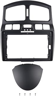 9'' Car Radio Stereo Dash Frame Fascia Bezel Panel w/Power Harness Cable Compatible for Hyundai Santa Fe 2000 01 02 03 04 05 06 Install Mount Kit