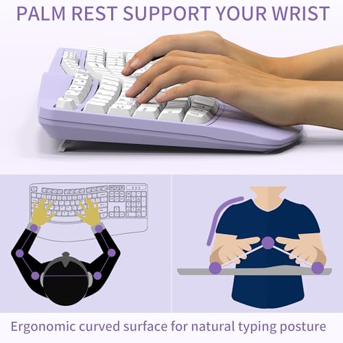 Wireless Keyboard and Mouse Combo,2.4G Ergonomic Wave Keys(Purple) - Image 4