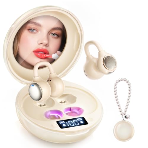 Open Ear Clip On Earbuds Wireless Headphones with Mirror(Skin)