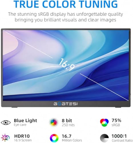 15.6 Inch Portable Monitor, 1080P FHD USB-C HDMI External Display, 250nit IPS HDR Travel Screen with Smart Stand & Speakers for Laptop PC Mac Phone Xbox Switch - Image 3