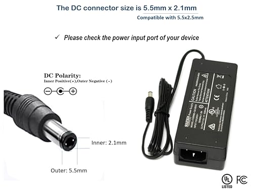 SOLTECH 12V 5A CCTV Adapter, Wisenet Compatible Security Camera Power Supply with 8-Way Splitter, AC DC Converter 100-240V to 12V 5A 60W Transformer, with Samsung Wisenet, Night Owl, Q-See, Black