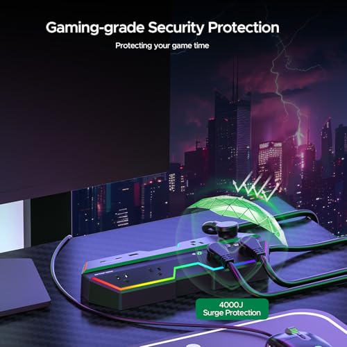 4000J Gaming Surge Protector Power Strip with USB Ports