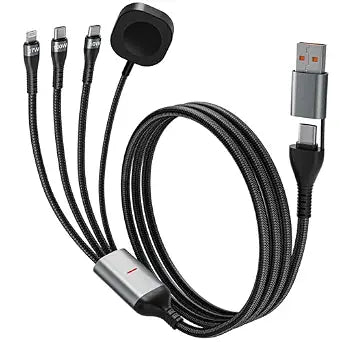100W 4-in-2 Charging Cable: 10ft USB-C Cord (100W/10W), Includes MFi Magnetic Apple Watch Charger Compatible with iPhone 17/16/15, iPad, MacBook, Galaxy S24/S23