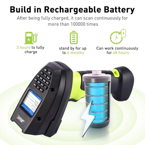 2D Wireless Barcode Scanner, Portable Inventory Scanner & Data Collector with 2.0 Inch LCD Screen and 2.4G Wireless Dongle Built in Stand for Warehouse, Express, Library,Pharmacy,Supermarket