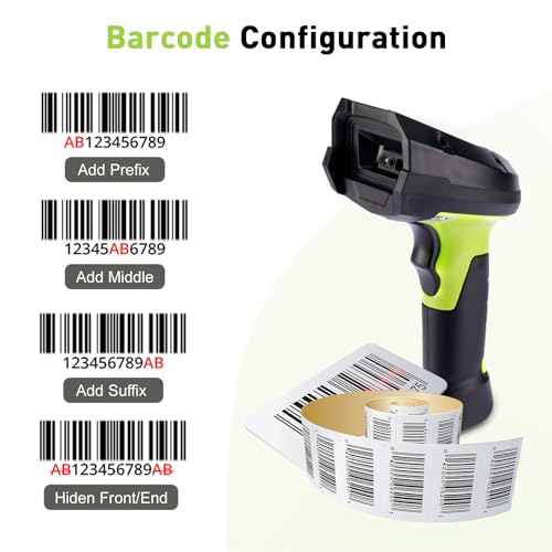 2D Wireless Barcode Scanner, Portable Inventory Scanner & Data Collector with 2.0 Inch LCD Screen and 2.4G Wireless Dongle Built in Stand for Warehouse, Express, Library,Pharmacy,Supermarket