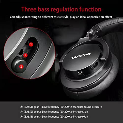 TAKSTAR PRO 82 Over-Ear Studio Monitor Headphones, 3-Stage Bass Adjustment