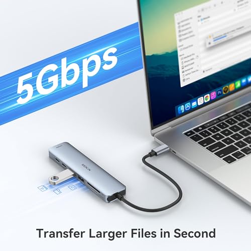 MOKiN USB C Hub HDMI Adapter, 7 in 1 Dongle with SD/TF Card Reader, USB C Data Port, 100W PD, and 2 USB 3.0 - Compatible with MacBook Pro/Air, Dell XPS, Lenovo ThinkPad