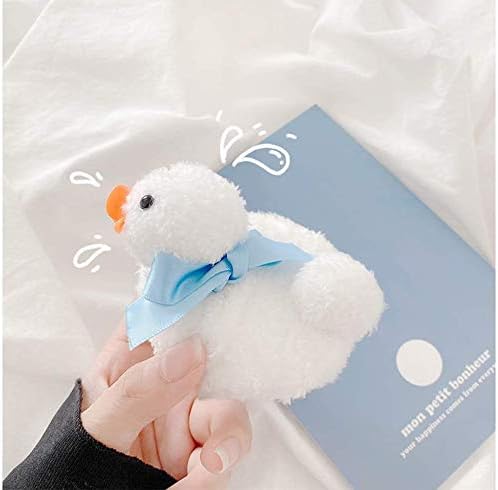 Yatchen Plush Case Compatible with AirPods 1&2, Cute 3D Cartoon Fur Duck Design Funny Cover with Keychain Protective Case for AirPods 1&2 Duck White