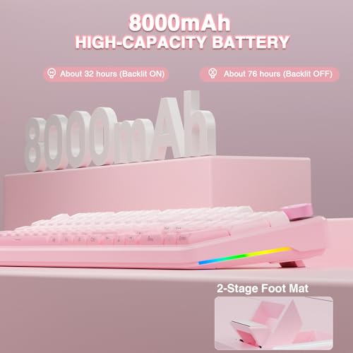Aula F108 PRO - Wireless Mechanical Keyboard with Screen & Knob,Full Size Keyboard with 8000mAh Battery,Pre-lubed Switches,RGB Backlit Hot Swappable Custom Gaming Keyboards (Renewed) - Image 7