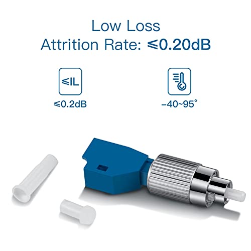 Moocci 52 Pcs Visual Fault Locator Fiber Adapter, Fiber Optic Connector, Single Mode 9/125um FC Male to LC Female Hybrid Optical Fiber Convertor Adapter Compatible with Optical Power Meter Cable