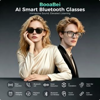 2026 AI Smart Glasses for Men & Women,AI Real-Time Translator,Music Playback & Hands-Free Calls,Intelligent Touch,IP67 Waterproof with Bluetooth Glasses (Sunglasses Lens+Photochromic Lens+Brown Lens)