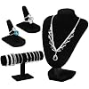 4 Pcs Velvet Jewelry Display Set Velvet Necklace Bust Holder Bracelet Organizer Ring Finger Jewelry Holder Organizer for Vendors Selling Trade Show Retail Home Decor (Black)