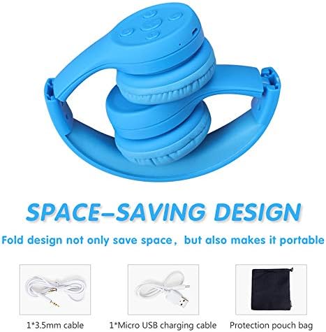 Headphones for Toddlers Bluetooth, Wireless Headphone for Toddler Baby Kids with Sharing Port, Kids Headphones with Mic for Boys Girls Travel pad Amazon fire Cellphone (Blue 2)