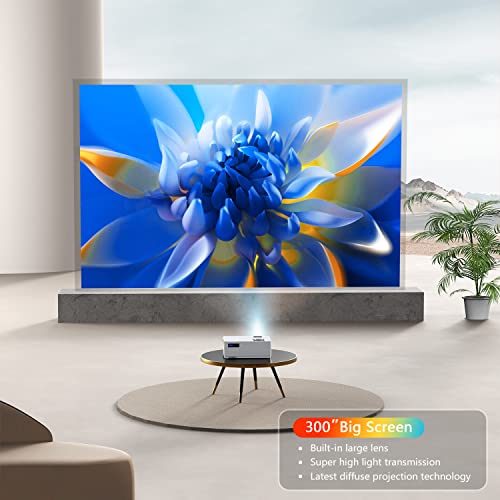 Roconia 5G WiFi Bluetooth Native 1080 Projector, 18000LM Full HD Movie Projector, 300" Display Support 4k Home Theater, Compatible with iOS/Android/XBox/PS4/TV Stick/HDMI/USB (White)