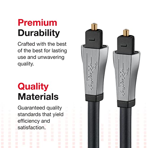 Rocketfish Toslink Optical Audio Cable - Fiber Optic Audio Cable for Home Theater & Sound System - Durable Cable Cord for Quality Audio - Black Optical Cable for TV & Soundbar - 4'