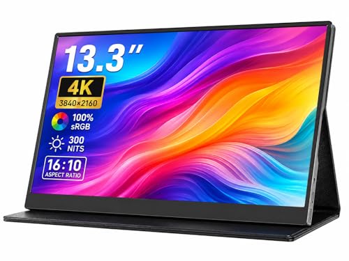 13.3Inch Portable Monitor, 60Hz, 100% sRGB, FHD 4K(3840×2160)