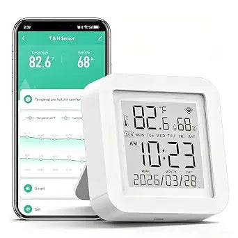 Smart Temperature Humidity Monitor: WiFi Thermometer Hygrometer, App Alerts