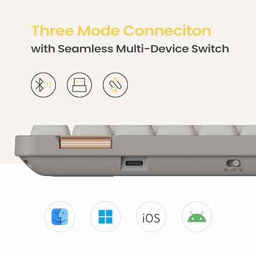 Flow Lite 84 Keys Low Profile Mechanical Keyboard, 75% Swappable Rechargeable Wireless Keyboard with 2.4G Receiver, Bluetooth and Wired Connection for Windows, Mac/ Specter Linear Switches (Marble)
