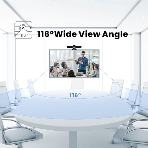 TONGVEO 4K Webcam Conference Call Room Web Camera with Dual Microphones &Speaker, | All-in-One USB Video Camera, 116° Wide Angle, AI Auto Framing | Compatible with Zoom, OBS