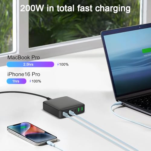 200W USB C Charger, 7-Port Desktop USB C Charging St | Charging & Powe - Image 5