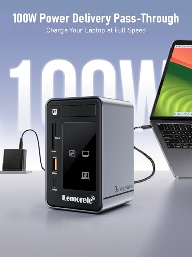 Lemorele Aluminum USB C Docking Station 2HDMI DP 4K 100W Gigabit LAN Hub - Image 4