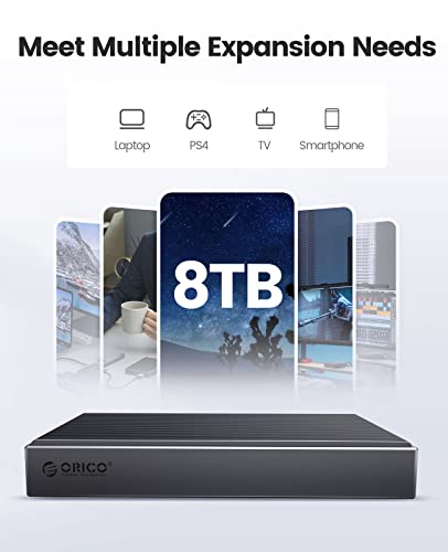 ORICO Dual M.2 NVMe SATA SSD Enclosure, USB C to M2 Adapter for M Key PCIe & B+M Key 2230/2242/2260/2280 SSDs,Tool-Free Installation Aluminum SSDs Reader Support Trim and UASP up to 2x4TB-BM2-2SN