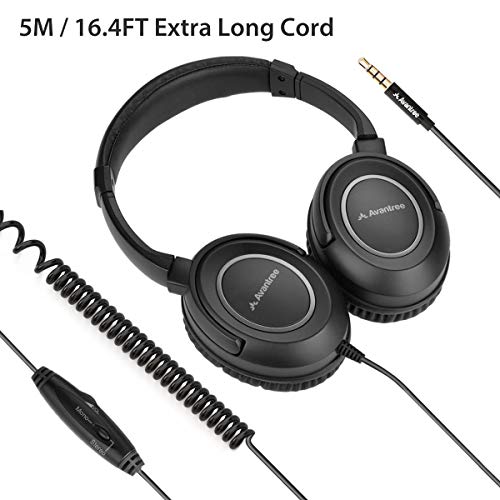 Avantree HF039 Wired Long Coiled Cord Headphones for TV and PC