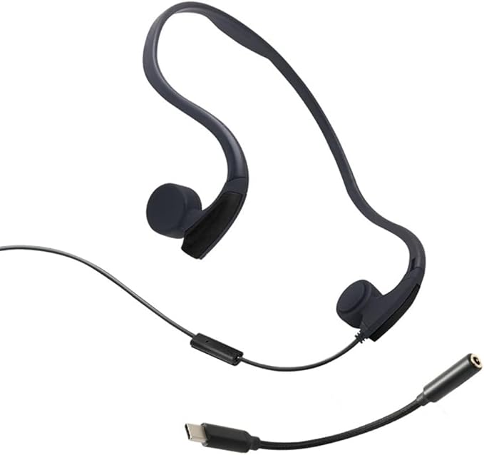 Bone Conduction Headphones Wired, Open Ear Sports Bone Conduction Earbuds, 3.5mm Jack with Type C Adapter Cable, for Running Cycling Workouts