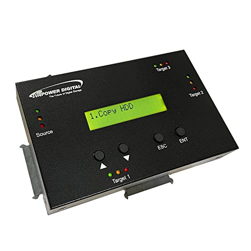 Vinpower 1 to 3 SATA 2.5" & 3.5" Hard Disk Drive/Solid State Drive (HDD/SSD) Clone Duplicator and DOD Level Eraser