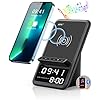 AFK Wireless Charging Station with Bluetooth Speaker and Alarm Clock,Wireless Charger Compatible with iPhone,Android Phones(Black)