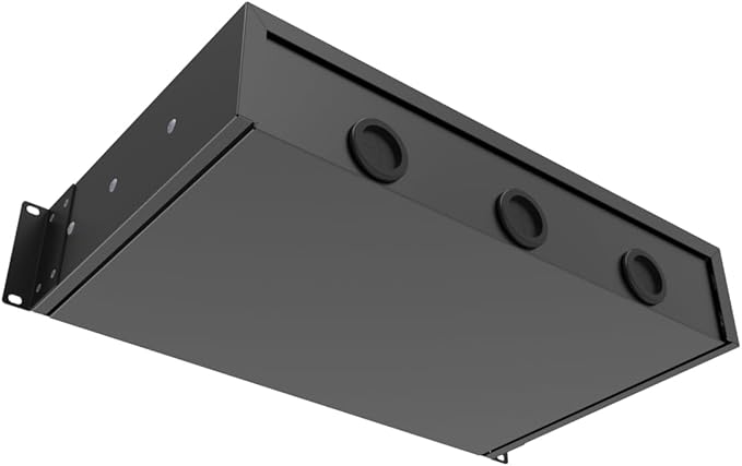 JINGCHENGMEI 2U Rack Drawer with Lock and Key, 19 Inch Rack Mount Server Cabinet Case, Sliding and Lockable Server Rack Drawer with Cable Management Holes, 10.8 inch Deep (2U10in)