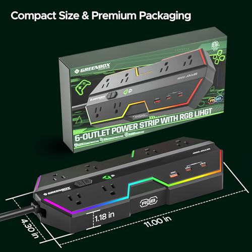 4000J Gaming Surge Protector Power Strip with USB Ports