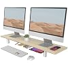 Fenge 39.4” Dual Monitor Stand with Height Adjustable Legs, Oak