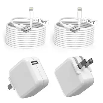 2Pack iPad Charger, 10FT Fast Charger iPad Cord with 12W USB Wall Charger