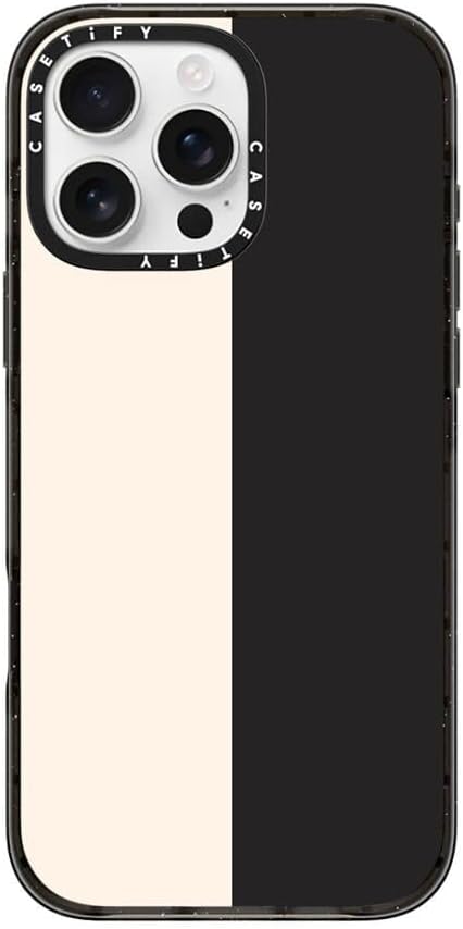 CASETiFY Impact Case for iPhone 16 Pro Max [Slim / 8.2 ft. 4X Military Grade Drop Protection/Wireless Charging Compatible] - White/Black Colorblock - Clear Black
