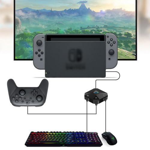 Keyboard and Mouse Adapter for Nintendo Switch, Wired Keyboard and Mouse Converter for PS4 PS3 Xbox ONE/360 Console Series Converter, Custom Mapping, 8 Keys Storage, Reset Button, FPS, TPS, RPG Games