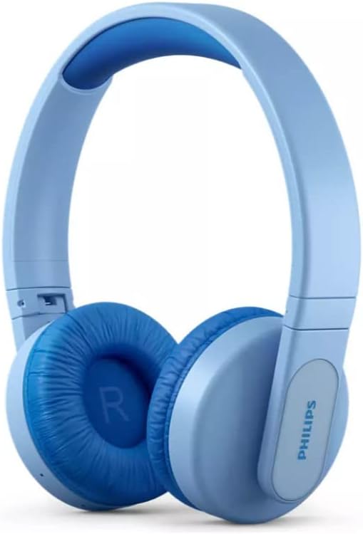 Philips K4206 Kids Wireless On-Ear Headphones, Bluetooth + Cable Connection, 85dB Limit for Safer Hearing, Built-in Mic, 28 Hours Play time, Parental Controls via Philips Headphones, Blue
