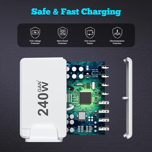 USB C Charger, 240W GaN 8 Port USB Fast Block, PD100 | Charging & Powe - Image 7