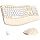 Wireless Keyboard and Mouse Combo,2.4G Ergonomic Wave Keys(Latte Color-B)