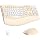 Wireless Keyboard and Mouse Combo,2.4G Ergonomic Wave Keys(Latte Color-B)