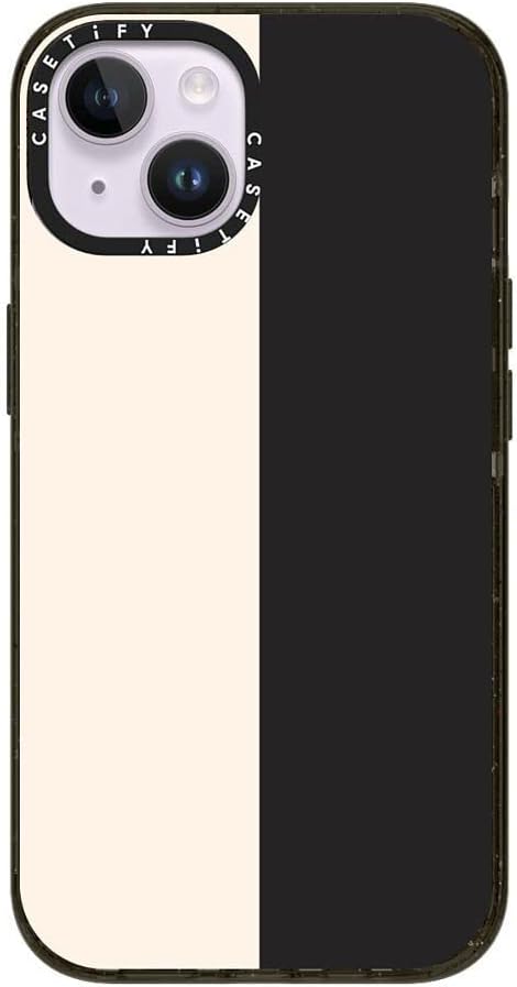 CASETiFY Impact iPhone 14 Case [4X Military Grade Drop Tested / 8.2ft Drop Protection] - White/Black Colorblock - Glossy Black
