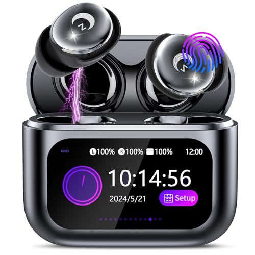 2026 Sleep Earbuds Bluetooth 5.4 in Ear Smart Touch Screen Ear Buds, 48H Playtime Mini Sleep Headphones Small Design for Side Sleepers, 5 EQ Modes, Crystal-Clear Calls, IPX7 Waterproof Earphones Black