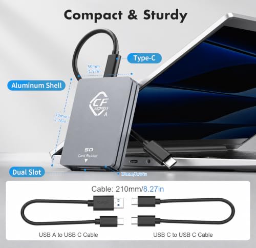 CFexpress Type A & SD Dual-Slot Card Reader, 10Gbps USB 3.2 Gen 2 Adapter