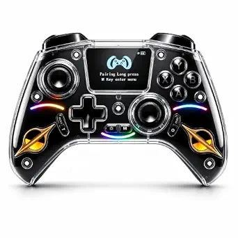 Morostron Wireless Controller for PC and Steam Games, Switch/Switch 2/iOS/Android Compatible, Interactive Screen, Hall Sticks, RGB, 1200mAh, Black