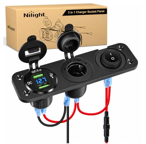 Nilight 4 in 1 Charger Socket Accessory Switch Panel On Off Rocker Toggle