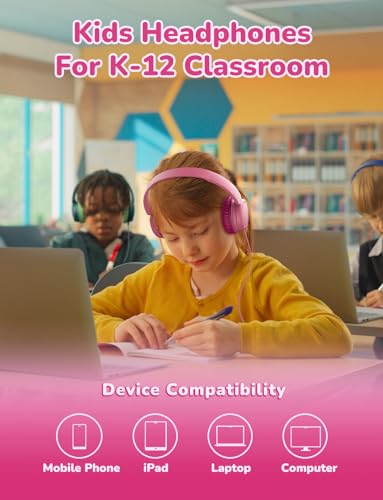 iClever Kids Headphones 5 Pack for Students K-12 & Teachers Classroom/Study