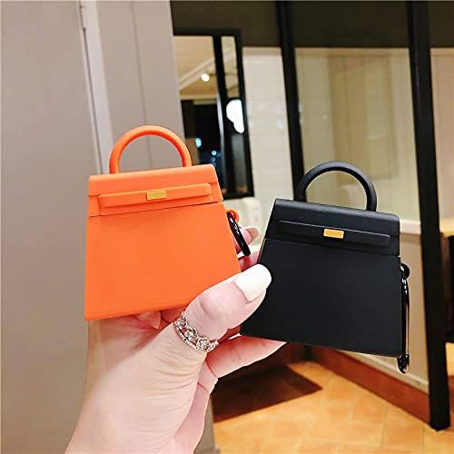 Case for AirPods Pro 3, Girls Creative Fashion Mini Handbag Purse Case, Stylish Soft Silicone TPU Earphone Protection Charging Cover for AirPods Pro 3 +Hook -Black