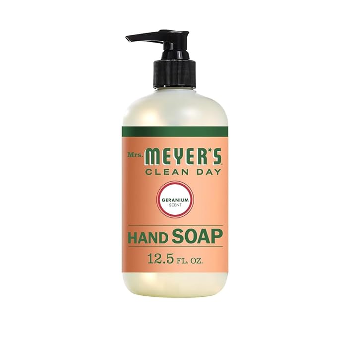 Mrs. MEYER'S Clean Day Geranium Scent Variety, 1 Room Freshener 8 OZ, 1 Liquid Dish Soap 16 OZ, 1 Liquid Hand Soap 12.5 OZ, 1 Multi-surface Cleaner 16 OZ, Geranium, 1 CT