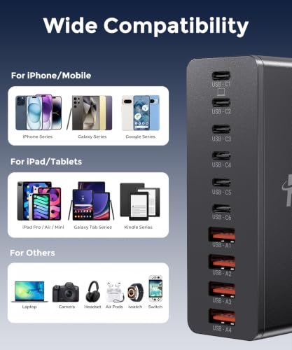 USB C Charging Station 10 Port with 4 Cables,245W Ga | Charging & Powe - Image 7